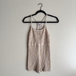 Aerie Multicolor Cream Ribbed Racerback Short Jumpsuit Romper Medium Loungewear